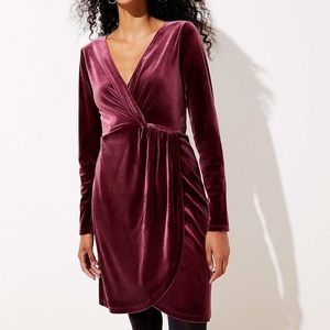 LOFT NWT Velvet Knot Wrap Dress, Size S